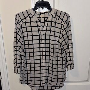 Antilia Femme Black and White Checkered Button Down Shirt